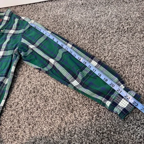 Roper Green Blue Plaid Long Sleeve Shirt Men's Size Small Cowboy Western Cotton - Picture 8 of 8